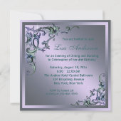 Turkoois Blauw Paars Vrouw Jaarcijfer Verjaardagsf Kaart (Achterkant)