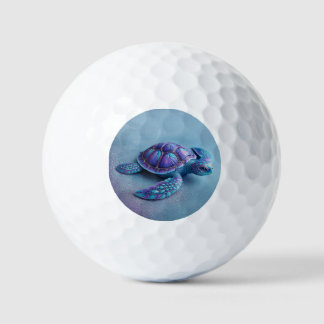 Turkoois Blauw Paarse Schildpad Kleurrijke Zeeschi Golfballen