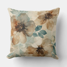 Turkoois Blauw Roest Crème Modern Boerderij Floral