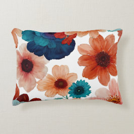Turkoois, Blauw, rood en roestbloemenrood Accent Kussen