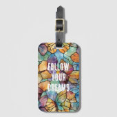 Turkoois Blauw Sinaasappel Paarse Vlinders Bagagelabel (Voorkant (verticaal))