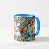 Turkoois Blauw Sinaasappel Paarse Vlinders Mok (Voorkant rechts)
