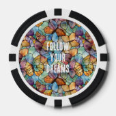 Turkoois Blauw Sinaasappel Paarse Vlinders Poker Chips (Voorkant)