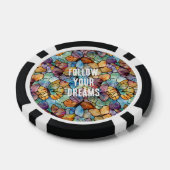 Turkoois Blauw Sinaasappel Paarse Vlinders Poker Chips (Enkel)