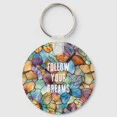 Turkoois Blauw Sinaasappel Paarse Vlinders Sleutelhanger (Voorkant)