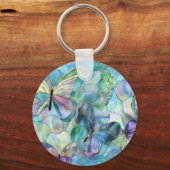 Turkoois Blauw Sinaasappel Paarse Vlinders Sleutelhanger (Achterkant)