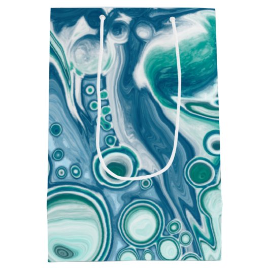 Turkoois Blauw Teal Oceaan Draaikolken Medium Cadeauzakje (Achterkant)