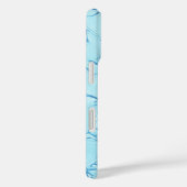 Turkoois blauw tot monogram Case-Mate iPhone case (Achterkant / Rechts)