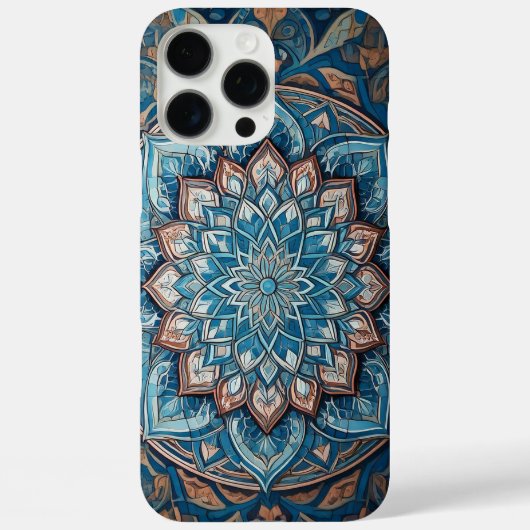 Turkoois Blauw Turks Mandala Patroon Case-Mate iPhone Case (Achterkant)