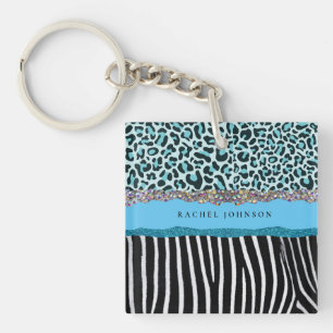 Turkoois Blauw Turquoise Meisjesachtig Moderne Gla Sleutelhanger