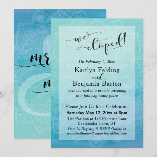 Turkoois Blauw Waterverf Ombre Mandala We Zijn Gev Kaart (Voorkant / Achterkant)