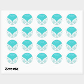 Turkoois Blauw Wit Ronde Sticker (Vel)