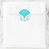 Turkoois Blauw Wit Ronde Sticker (Tas)