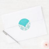 Turkoois Blauw Wit Ronde Sticker (Envelop)