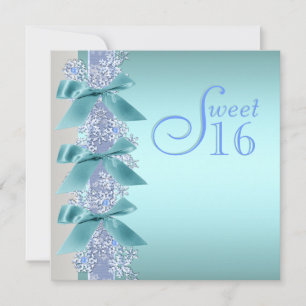 Turkoois Blauw Witte Sneeuwvlok Sweet Sixteen Verj Kaart