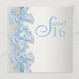Turkoois Blauw Witte Sneeuwvlok Sweet Sixteen Verj Kaart