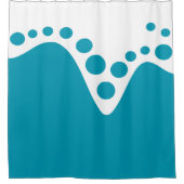 Turkoois Blauw zachte golf en bellen Douchegordijn (Voorkant)