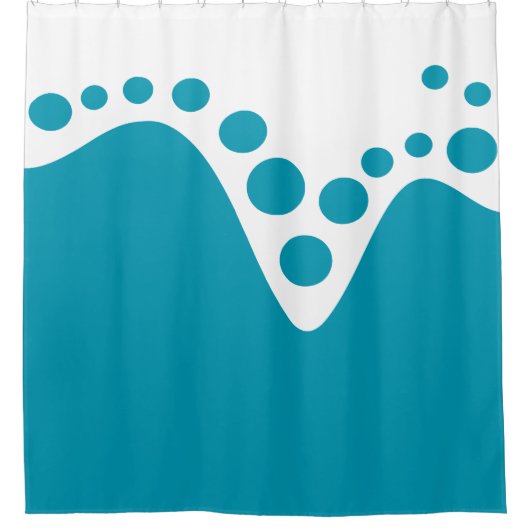 Turkoois Blauw zachte golf en bellen Douchegordijn (Voorkant)