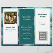Turkoois Blauw Zakelijk Logo QR-code Tri-fold Flyer (Voorkant)