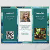 Turkoois Blauw Zakelijk Logo QR-code Tri-fold Flyer (Achterkant)