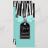 Turkoois Blauw Zebra Feest Uitnodiging Sjabloon (Voorkant / Achterkant)