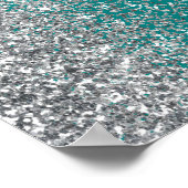 Turkoois Blauw Zilver Glitter Trouw Welkom Bord Poster (Hoek)