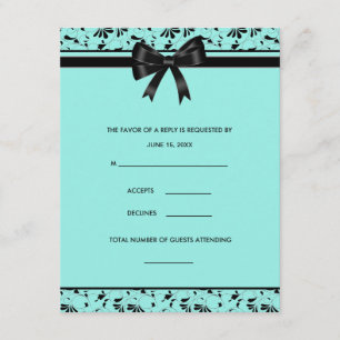 Turkoois Blauw Zwart Wervelend Aqua Uitnodigingska RSVP Kaartje