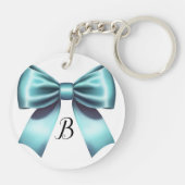 Turkoois Blauwe Boog Elegante Bruidsbegeleiding Tr Sleutelhanger (Achterkant)