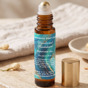 Turkoois Blauwe en Gouden Marmeren Parfum Rollerfl Vierkante Sticker
