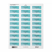 Turkoois Blauwe Glitter Moderne Gradiënt Retouradr Etiket (Full Sheet)