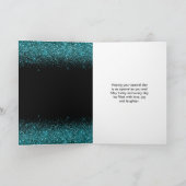 Turkoois blauwe jurk nep glitter Sweet 16 verjaard Kaart (Binnen)