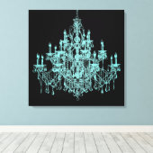 Turkoois Blauwe Kroonluchter Canvas Muur Kunstprin Afdruk (Insitu (Houten vloer))