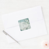 Turkoois Blauwe Marmeren Glans Monogram Vierkante Sticker (Envelop)