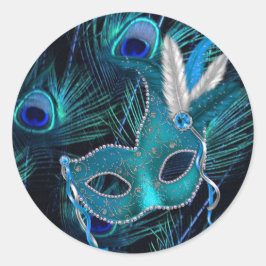 Turkoois Blauwe Pauw Maskerade Feest Stickers