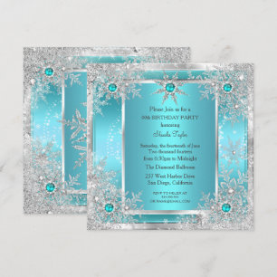 Turkoois Blauwe Sneeuwvlok Zilver Winter Wonderlan Kaart