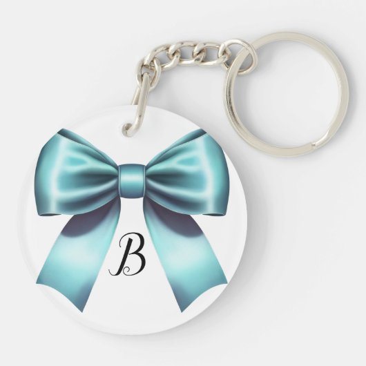 Turkoois Blauwe Strik Elegante Bruidsbegeleiding T Sleutelhanger (Achterkant)