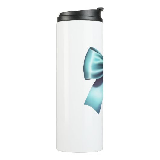 Turkoois Blauwe Strik Elegante Bruidsfeest Bruilof Thermosbeker (Gedraaid links)