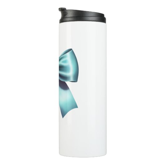 Turkoois Blauwe Strik Elegante Bruidsfeest Bruilof Thermosbeker (Geroteerd rechts)
