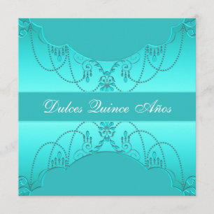 Turkoois Blauwe Sweet Fifteen Quinceanera Kaart