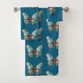 Turkoois Blauwe Vlinders Bad Handdoek