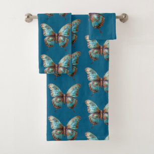 Turkoois Blauwe Vlinders Bad Handdoek