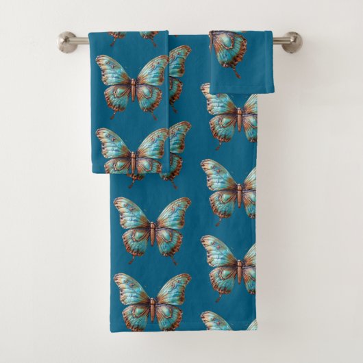 Turkoois Blauwe Vlinders Bad Handdoek (Insitu)