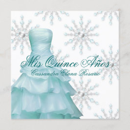 Turkoois Blauwe Winter Wonderland Quinceanera Kaart