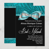 Turkoois Blauwe Zebra Bat Mitzvah Uitnodiging (Voorkant / Achterkant)