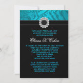 Turkoois Blauwe Zebra Bat Mitzvah Uitnodigingen (Achterkant)