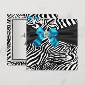 Turkoois Blauwe Zebra Feest Uitnodiging (Voorkant / Achterkant)