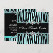 Turkoois Blauwe Zebra Sweet Sixteen Verjaardagsfee Kaart (Voorkant / Achterkant)