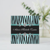 Turkoois Blauwe Zebra Sweet Sixteen Verjaardagsfee Kaart (Staand voorkant)