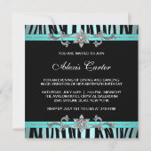 Turkoois Blauwe Zebra Sweet Sixteen Verjaardagsfee Kaart (Achterkant)