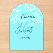 Turkoois blauwgroen agaat zoet 16 jarig toevoegen  acryl uitnodigingen (Voorkant)